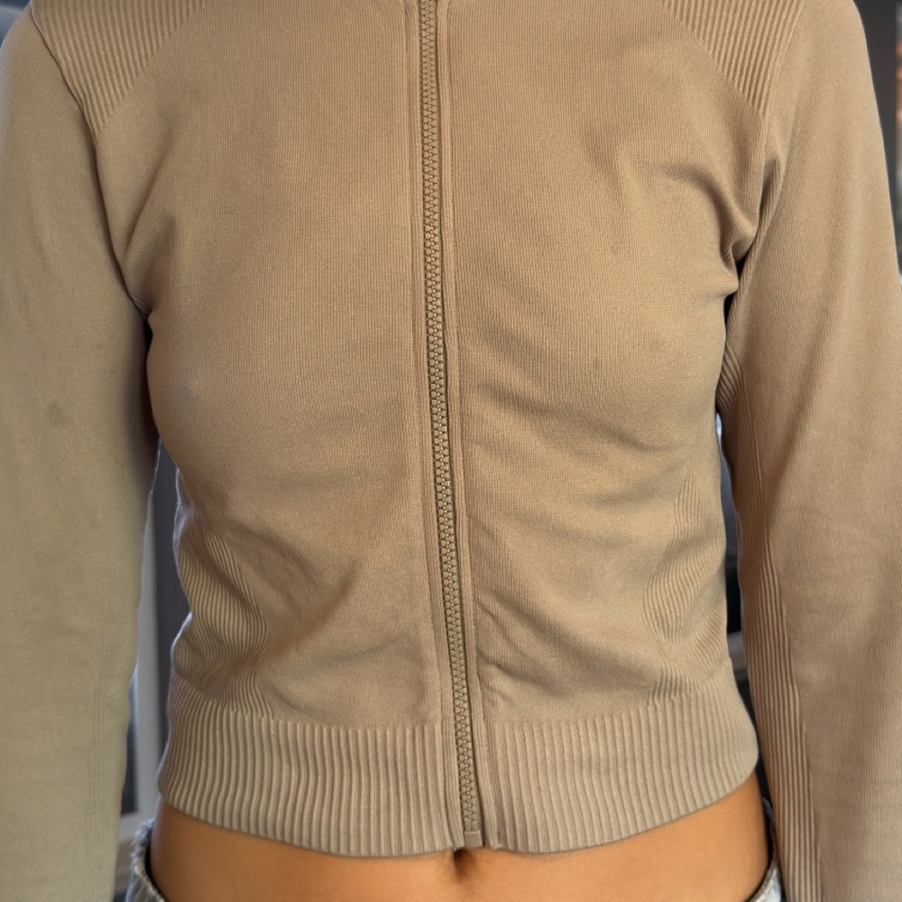 Calvin Klein Performance Tan Zip-Up Top - Picture 6 of 6